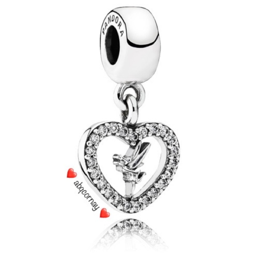 EUC Pandora 791565CZ Sterling Silver Love Tinker Bell Disney Dangle Charm w/ CZ
